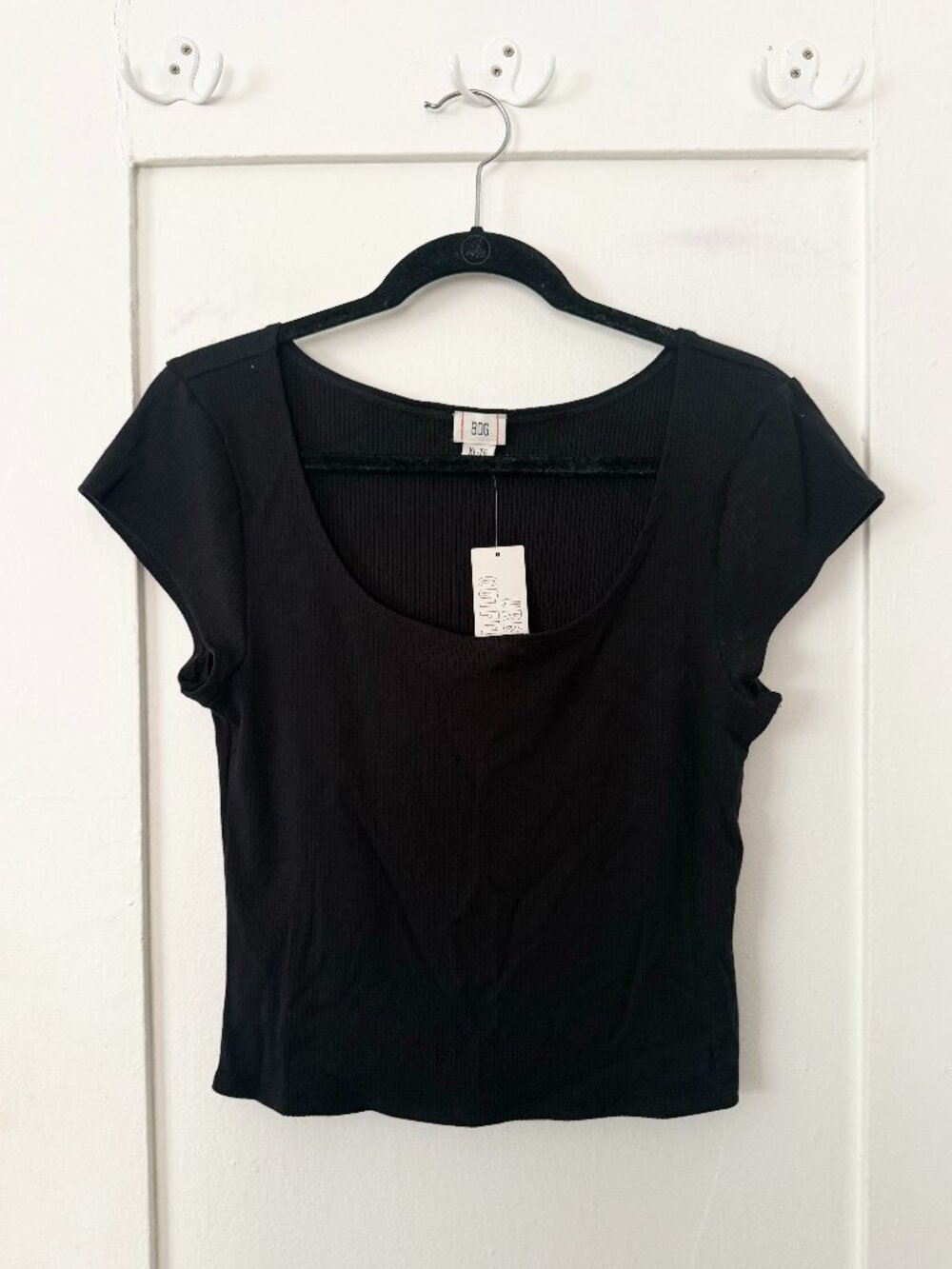 BDG Black Ribbed Cap-sleeve Baby Tee